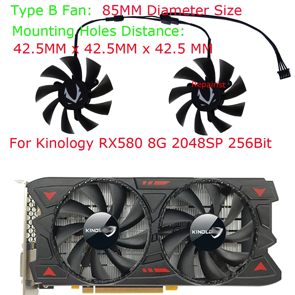 Rx 580 8Gb 2048Sp Gpu - 2Pcs/Set,XY-D09015B,Graphics GPU Cooler,Video Card Fan,For Kinology