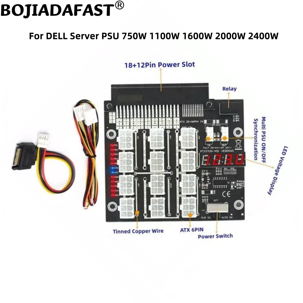 2400W Server Psu Breakout Board - 12 Ports PCIe 6Pin Connector Breakout