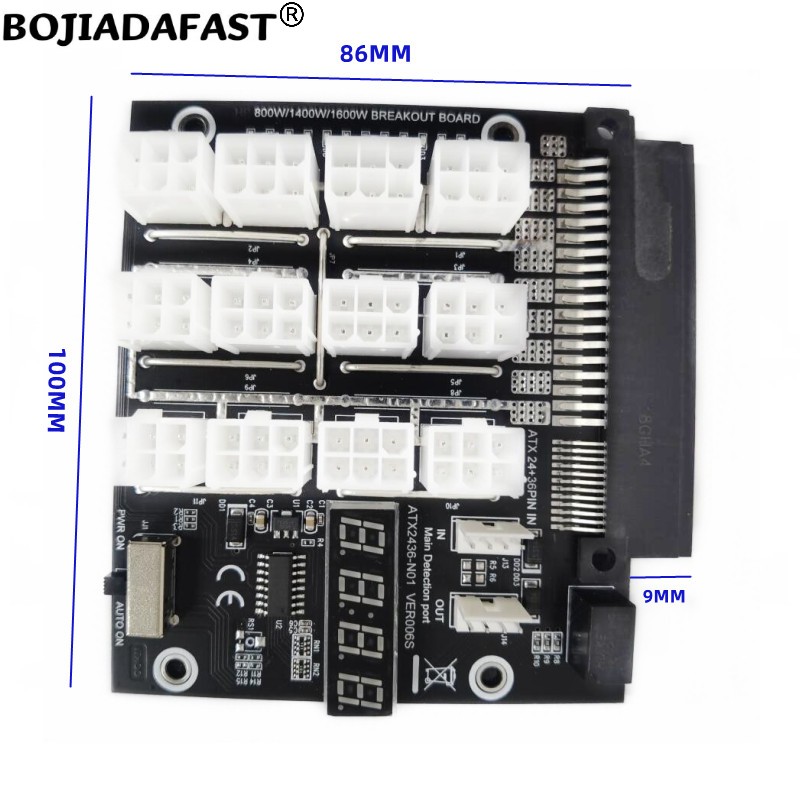 12 Ports PCI-E 6Pin Connector  - 2400W Server Psu Breakout Board recension och pris