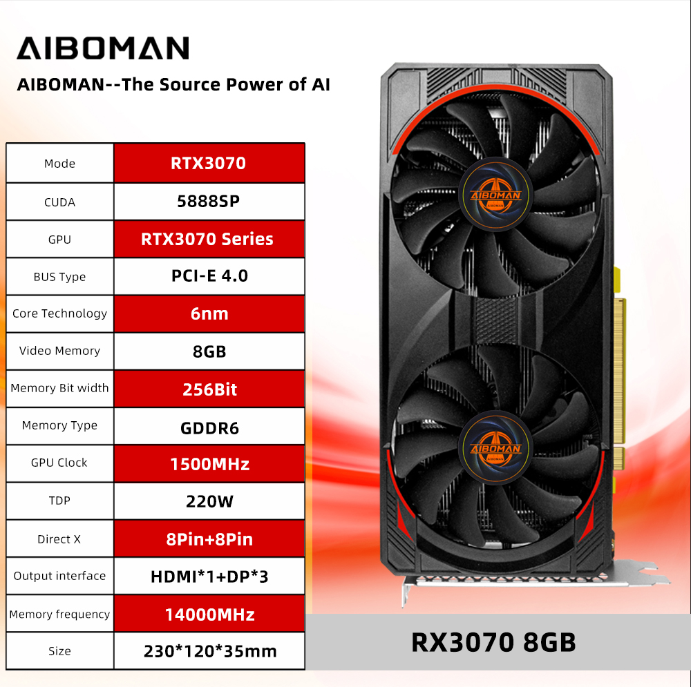 AIBOMAN Computer Graphics Card - Rtx 3070 8Gb Graphics Card recension och pris