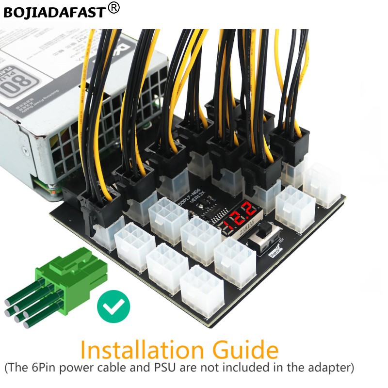 17 Ports PCIe 6Pin Connector S - 2400W Server Psu Breakout Board recension och pris