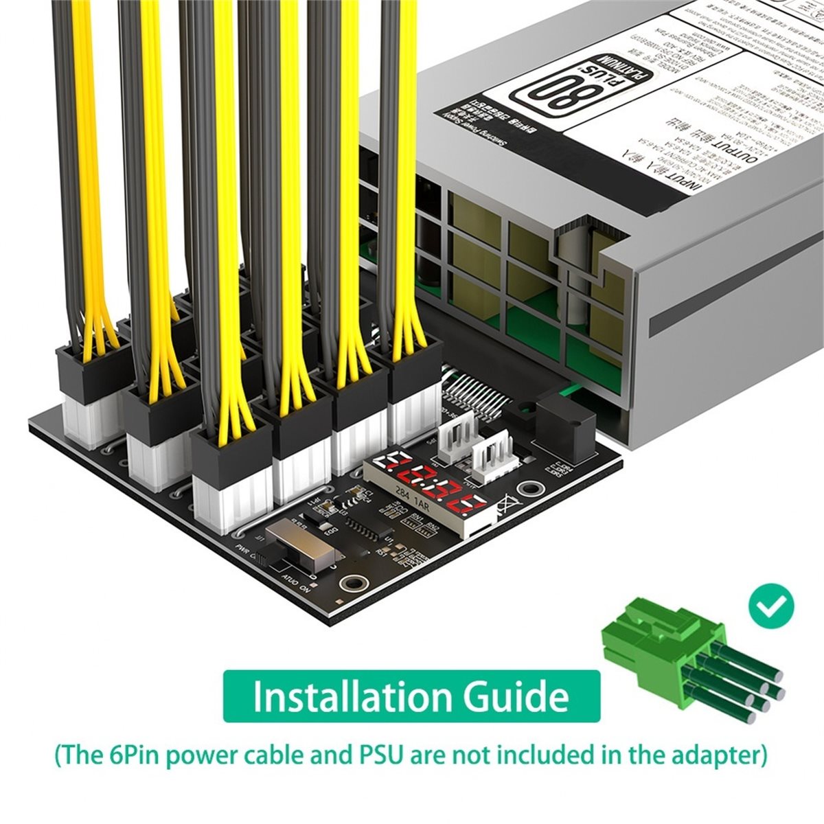 12 Ports PCIe 6Pin Connector B - 2400W Server Psu Breakout Board recension och pris